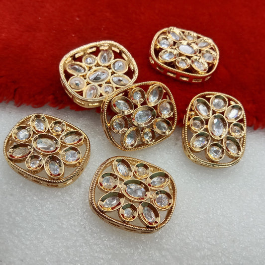 White(6pcs) high quality kundan connectors square shape 25mm(2cm)