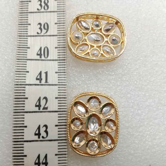White(6pcs) high quality kundan connectors square shape 25mm(2cm)
