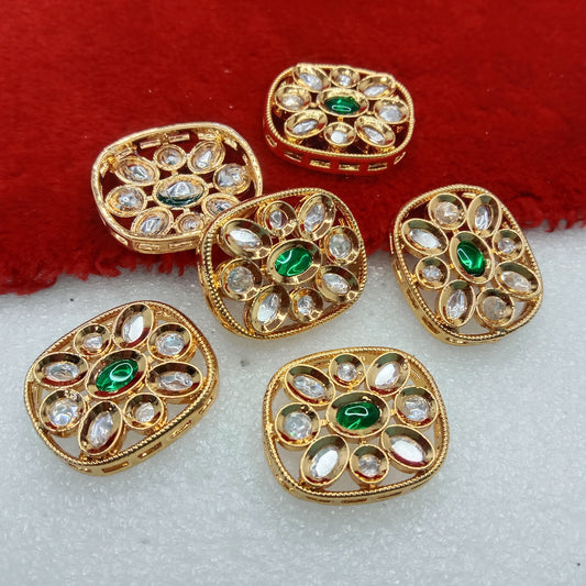 Dark green (6pcs) high quality kundan connectors square shape 25mm(2cm)