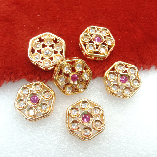 Dark pink (6pcs) high quality kundan connectors 18mm(2cm)