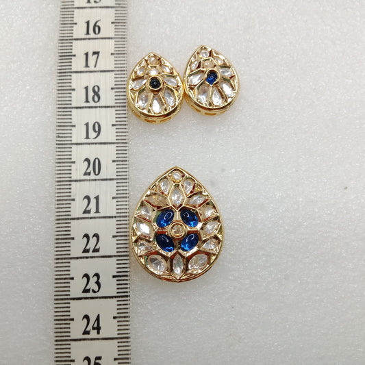 Dark blue(1set) high quality kundan pendant set drop shape 33mm(4cm)