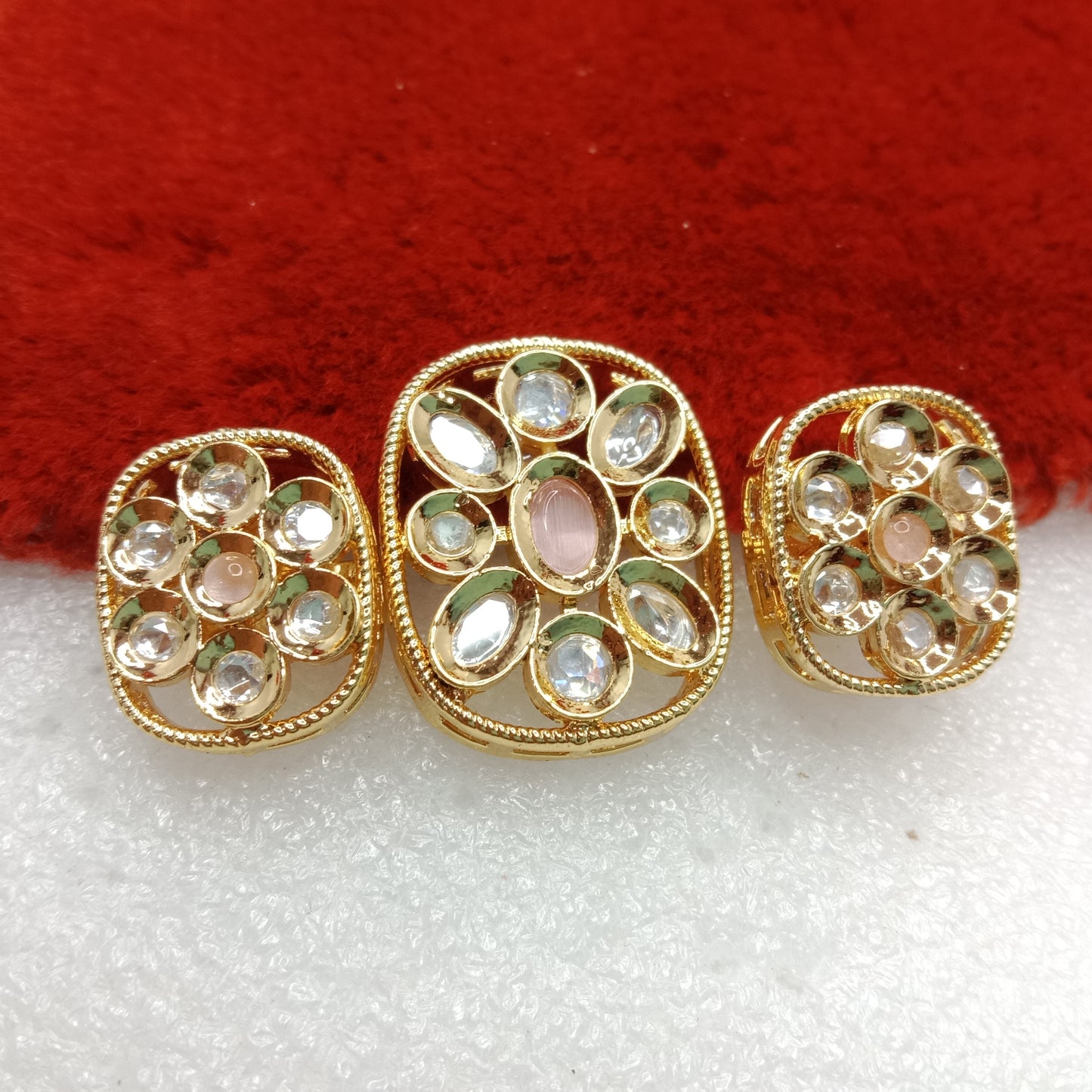 Light pink(1set) high quality kundan pendant set  26mm(2cm)