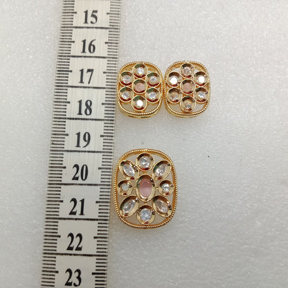 Light pink(1set) high quality kundan pendant set  26mm(2cm)