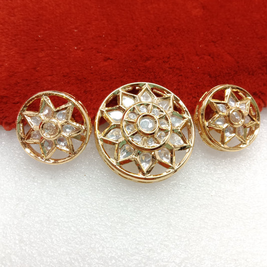 White (1set) high quality kundan pendant set round shape 33mm(4cm)