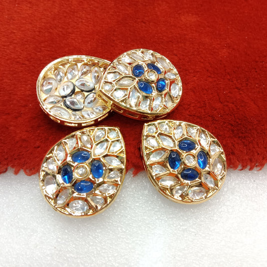 Dark blue(2pcs) high quality drop shape kundan connectors 33mm(3cm)