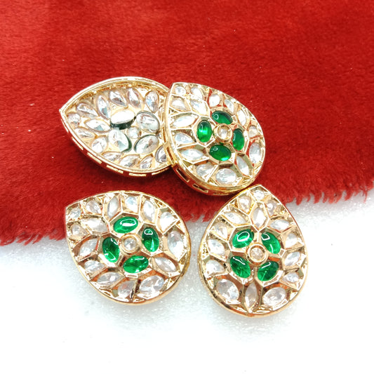 Dark green(2pcs) high quality drop shape kundan connectors 33mm(3cm)