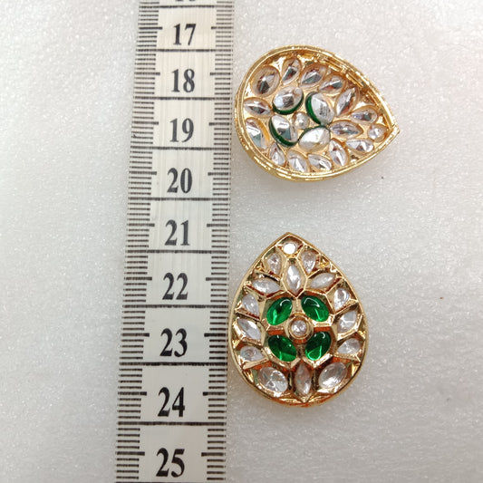 Dark green(2pcs) high quality drop shape kundan connectors 33mm(3cm)