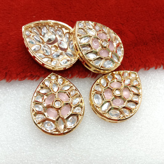 Light pink(2pcs) high quality drop shape kundan connectors 33mm(3cm)