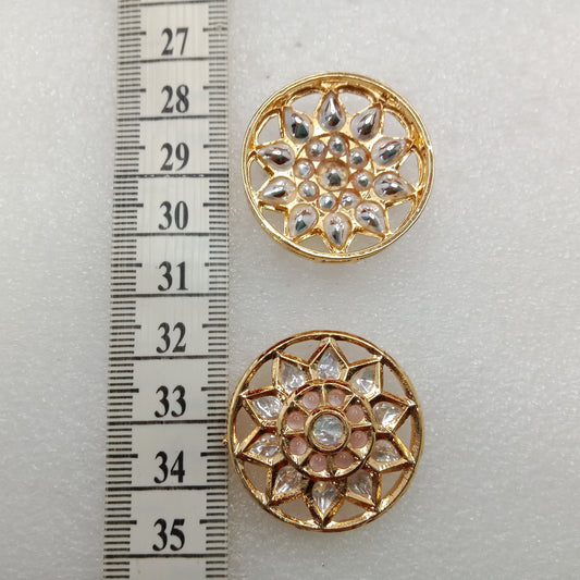 Light pink (2pcs) high quality round shape kundan connectors 33mm(3cm)