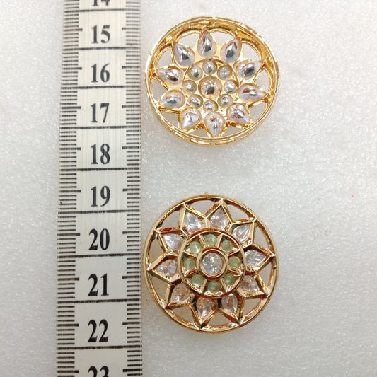 Mint (2pcs) high quality round shape kundan connectors 33mm(3cm)