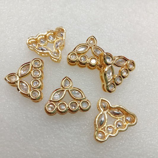 White (6pcs) high quality  samosa shape kundan connectors 18mm(2cm)