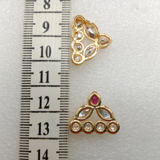 Dark pink (6pcs) high quality  samosa shape kundan connectors 18mm(2cm)