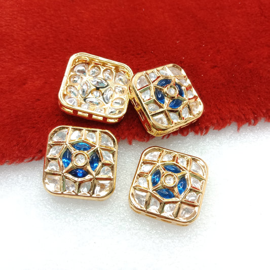 Dark blue (4pcs) high quality square  shape kundan connectors 21mm(2cm)