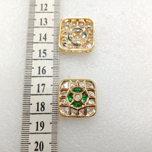 Dark green (4pcs) high quality square shape kundan connectors 21mm(2cm)