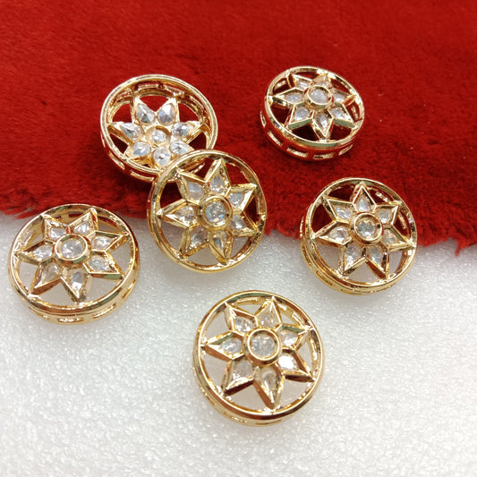 White (4pcs) high quality round shape kundan connectors 20mm(2cm)