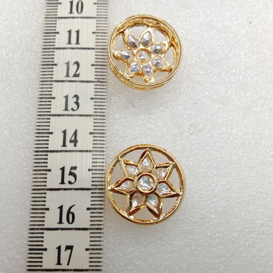 White (4pcs) high quality round shape kundan connectors 20mm(2cm)