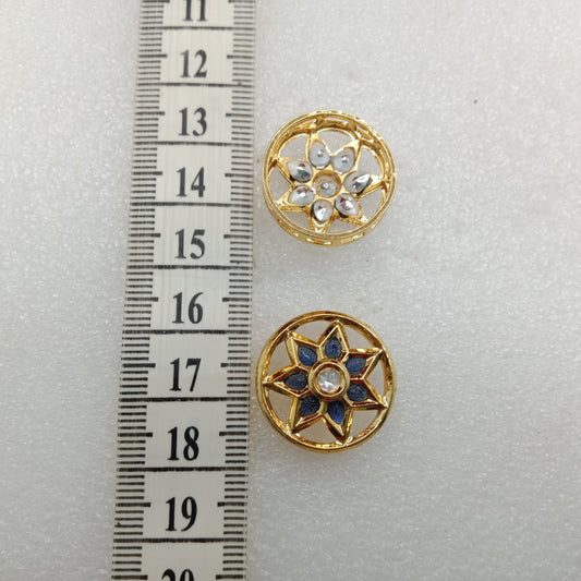 Dark blue(4pcs) high quality round shape kundan connectors 20mm(2cm)