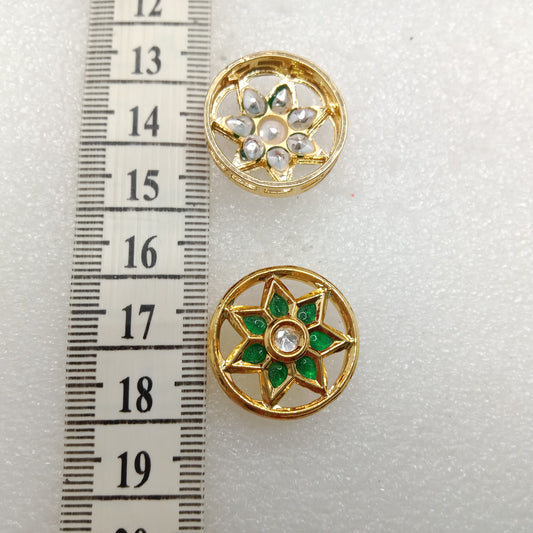 Dark green (4pcs) high quality round shape kundan connectors 20mm(2cm)