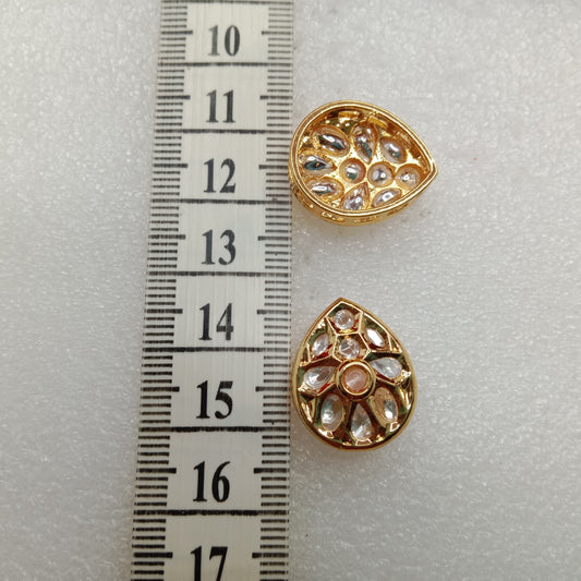 Light pink (6pcs) high quality drop shape kundan connectors 20mm(2cm)