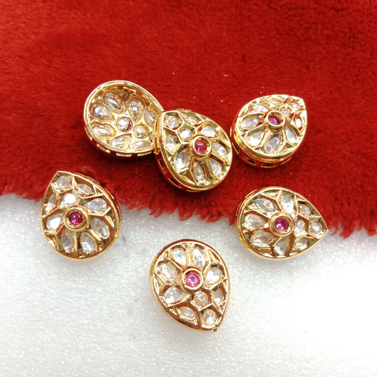 Dark pink (6pcs) high quality drop shape kundan connectors 20mm(2cm)