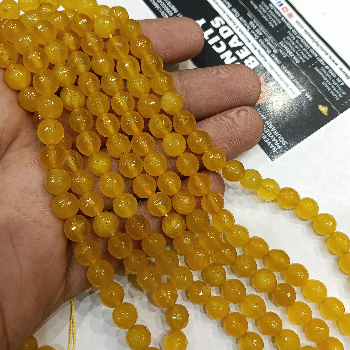 Yellow 8mm agate beads 1string