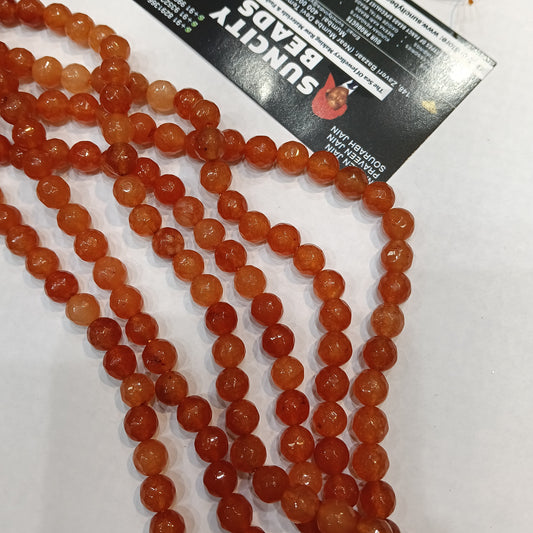 Dark orange 8mm agate beads 1string