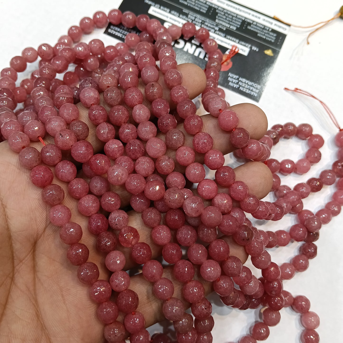 Carrot pink 8mm agate beads 1string