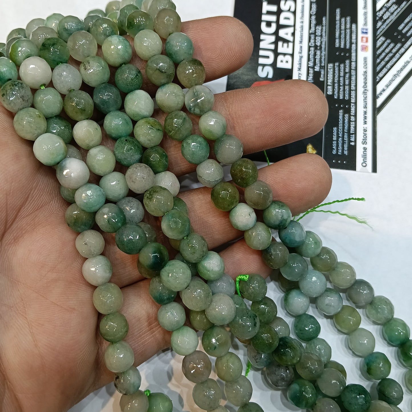 Green shaded in mint 8mm agate beads 1string