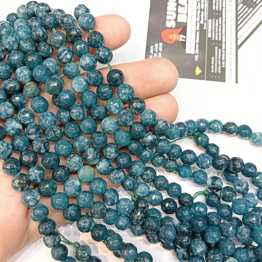 Texture blue 8mm agate beads 1string