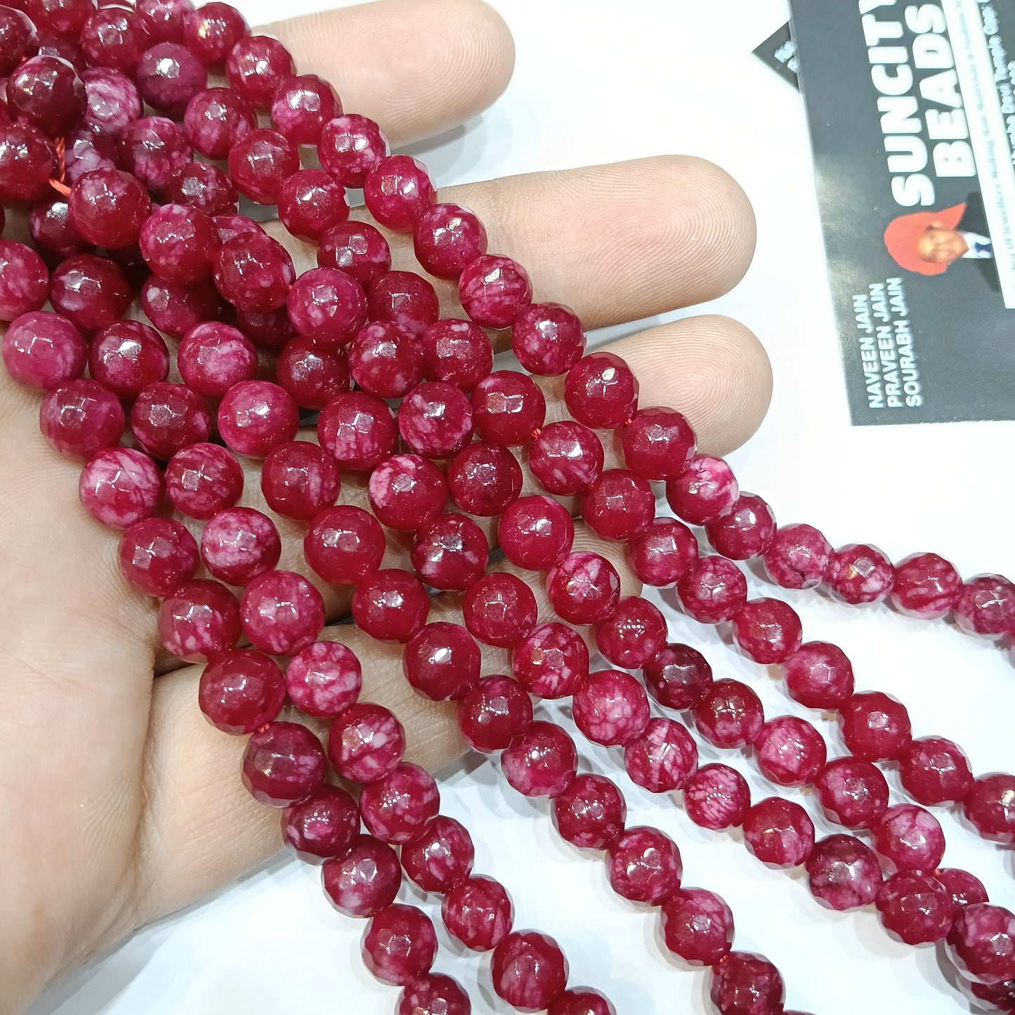 Shaded Ruby 8mm agate beads 1string