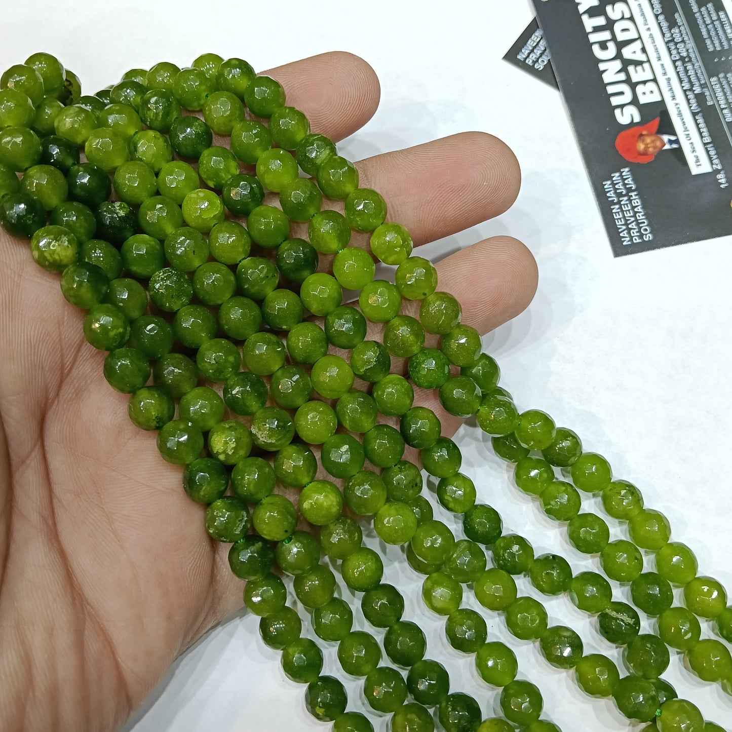 Chutney Green 8mm agate beads 1string