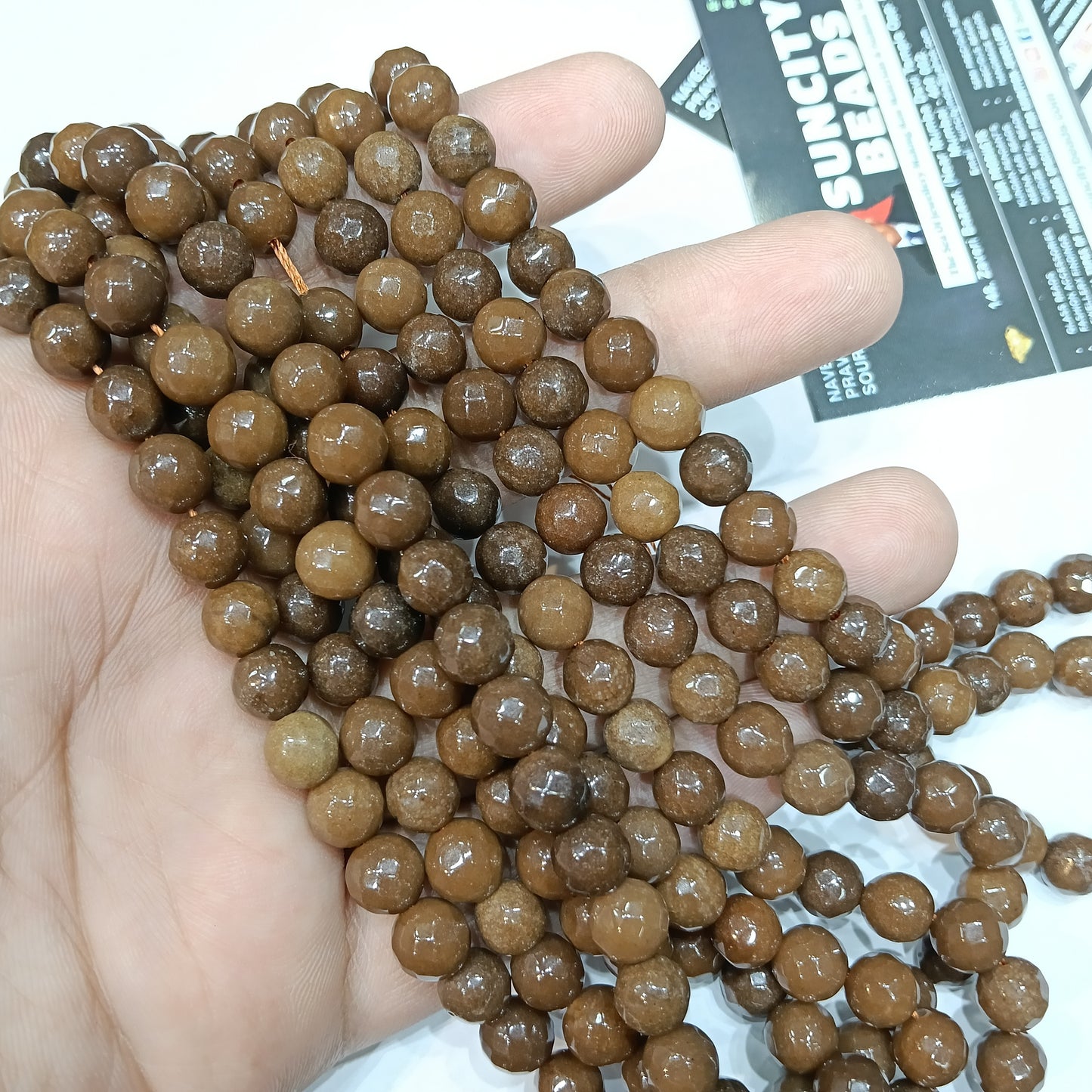 Mustard brown 8mm agate beads 1string