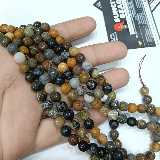 Brown multi agate beads 8mm