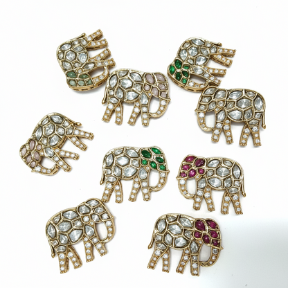 High Quality kundan Elephant Connectors - 2pcs