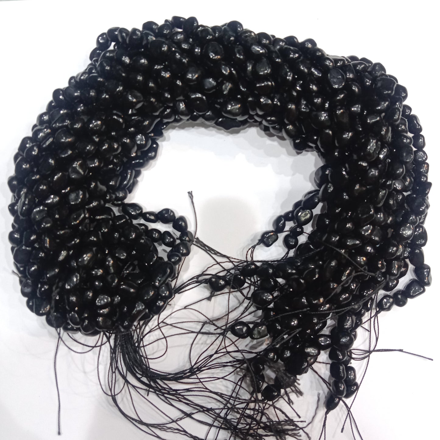 Black tourmaline tumbel stones beads 1 string