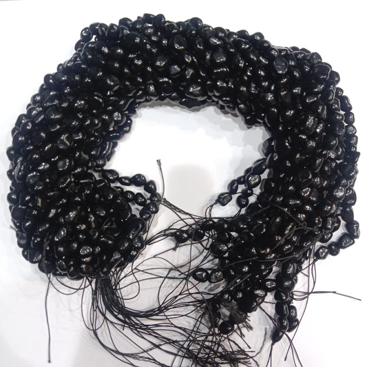 Black tourmaline tumbel stones beads 1 string