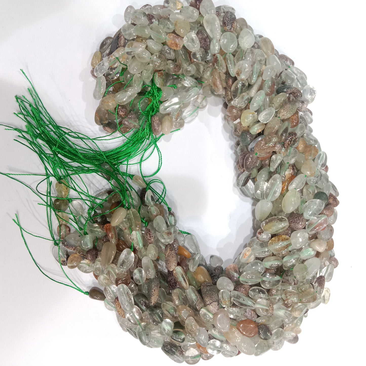 Multicolor phantom quartz tumbel stones beads 1 string