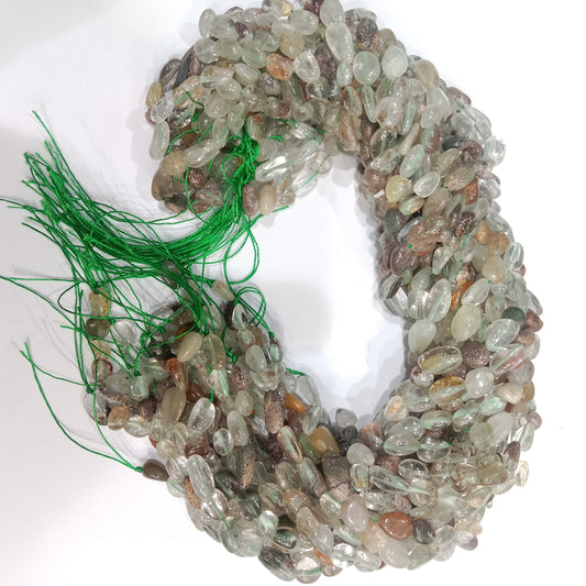 Multicolor phantom quartz tumbel stones beads 1 string