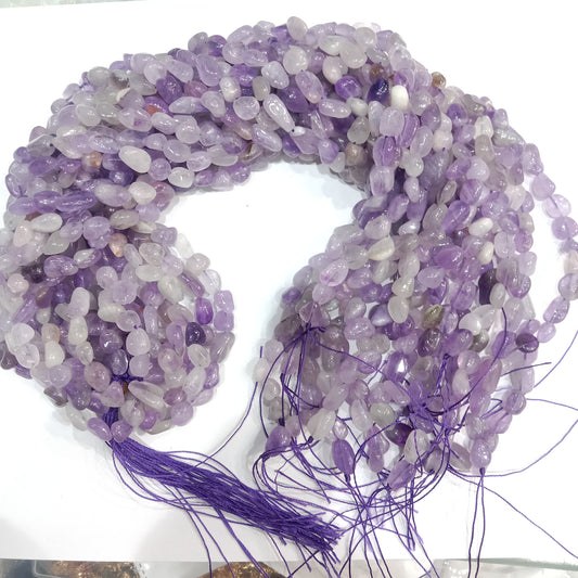 Natural amethyst tumbel stones beads 1 string
