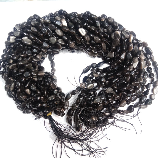 Black obsidian tumbel stones beads 1 string
