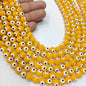 Evil eye beads 8mm 1 string yellow color