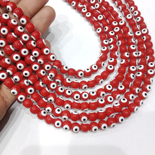 Evil eye beads 8mm 1 string red color