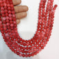 Beautiful red quartz smooth round Agate Beads (8mm) 1 string – by Suncity Beads.