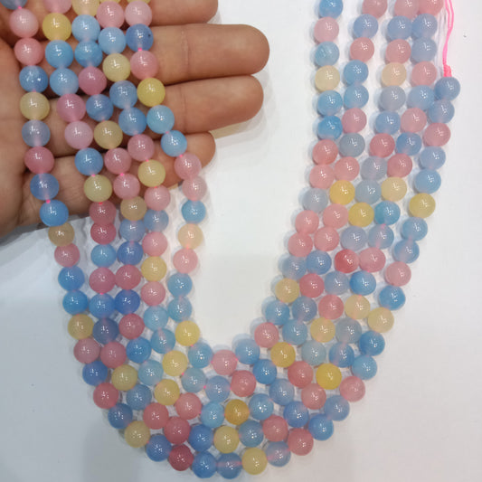 multi-color pastel jade smooth round beads Agate Beads (8mm) 1 string – by Suncity Beads.