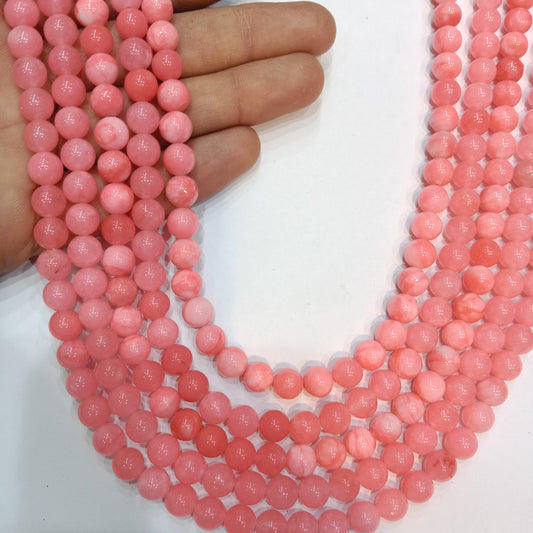 Lite pink round beads Agate Beads (8mm) 1 string – by Suncity Beads.