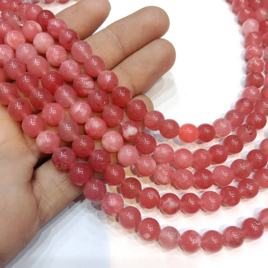 Shaded lite pink round beads Agate Beads (8mm) 1 string – by Suncity Beads.