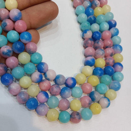 Multi color round Agate Beads (8mm) 1 string – by Suncity Beads.
