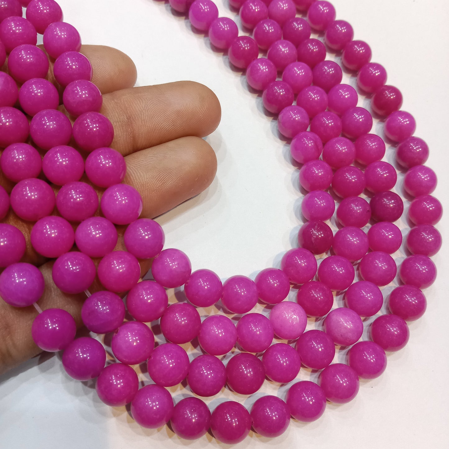 Rani pink agate Beads (8mm) 1 string – by Suncity Beads.