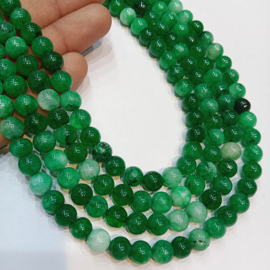 Deep green agate Beads (8mm) 1 string – by Suncity Beads.