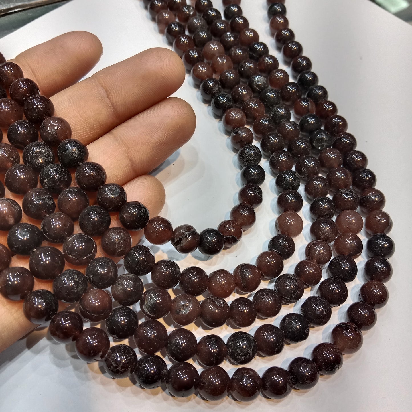 Wine colour agate Beads (8mm) 1 string – by Suncity Beads.
